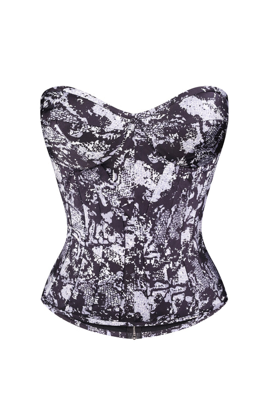 Strapless bustier corset covered with silk