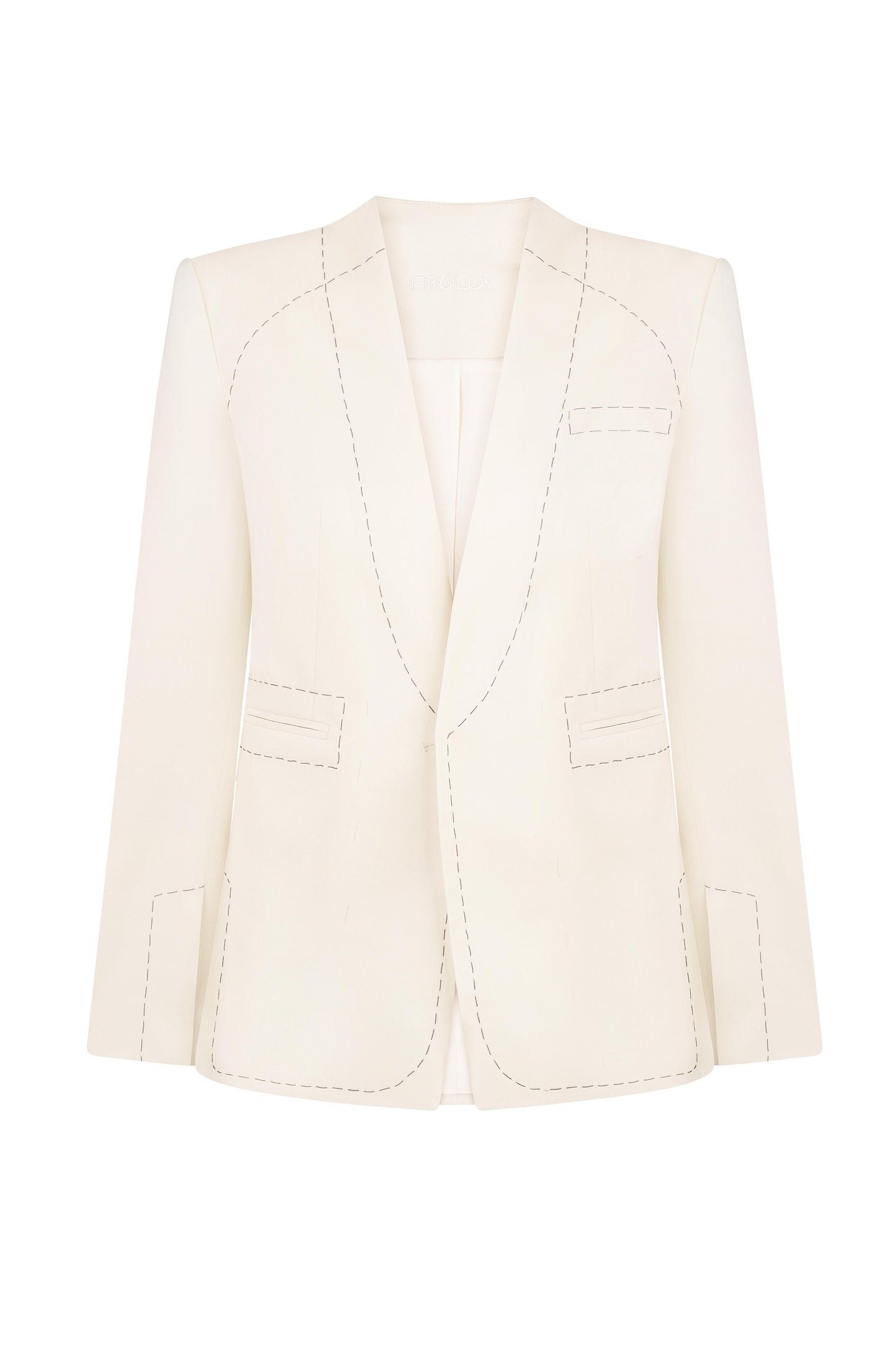 Stitched jacket with transparent pockets