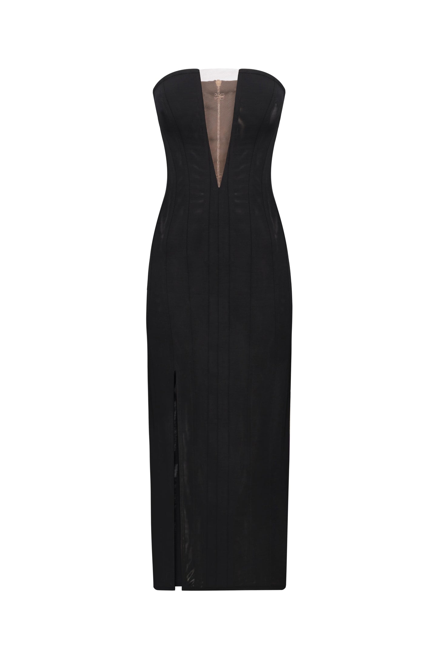 Midi corset dress with a side slit
