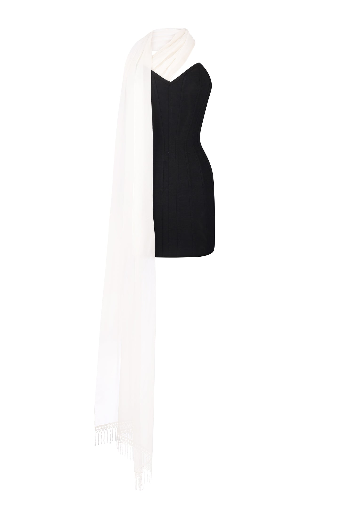 Mini corset dress with silk scarf details