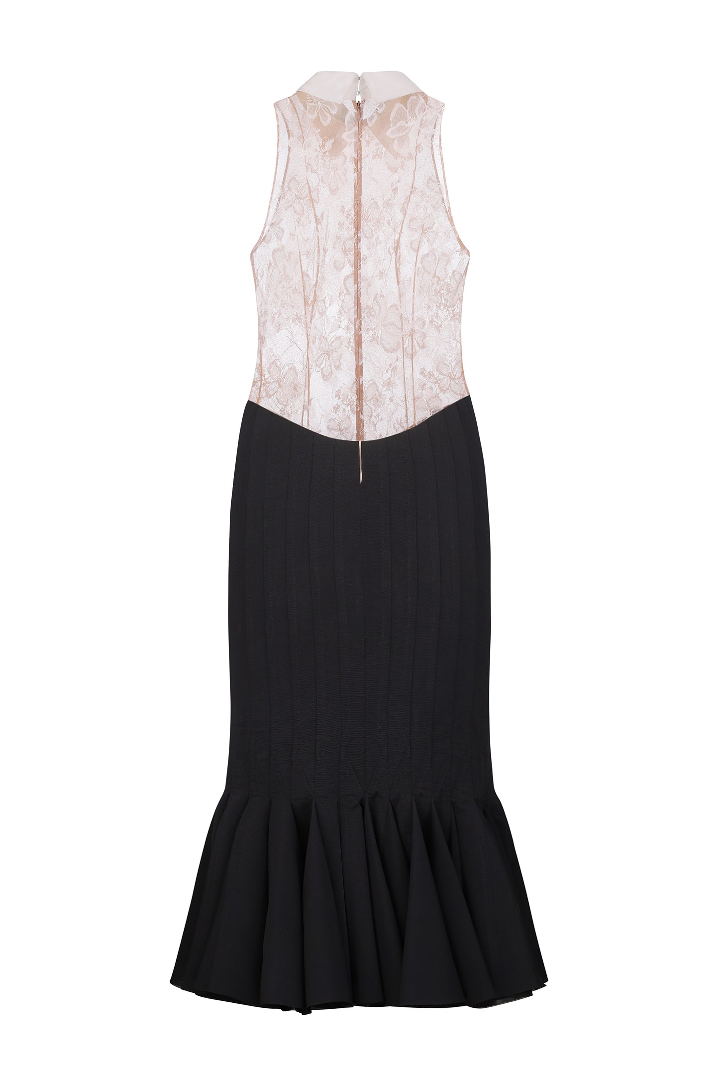Knee-length dress with lace top