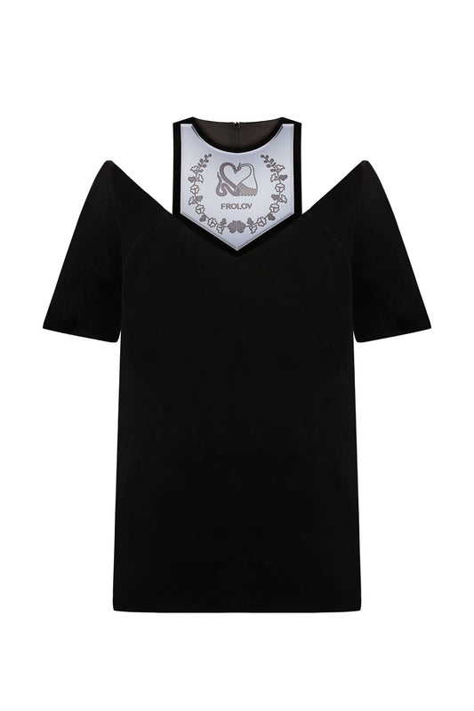 Velour dress-t-shirt with solid plate