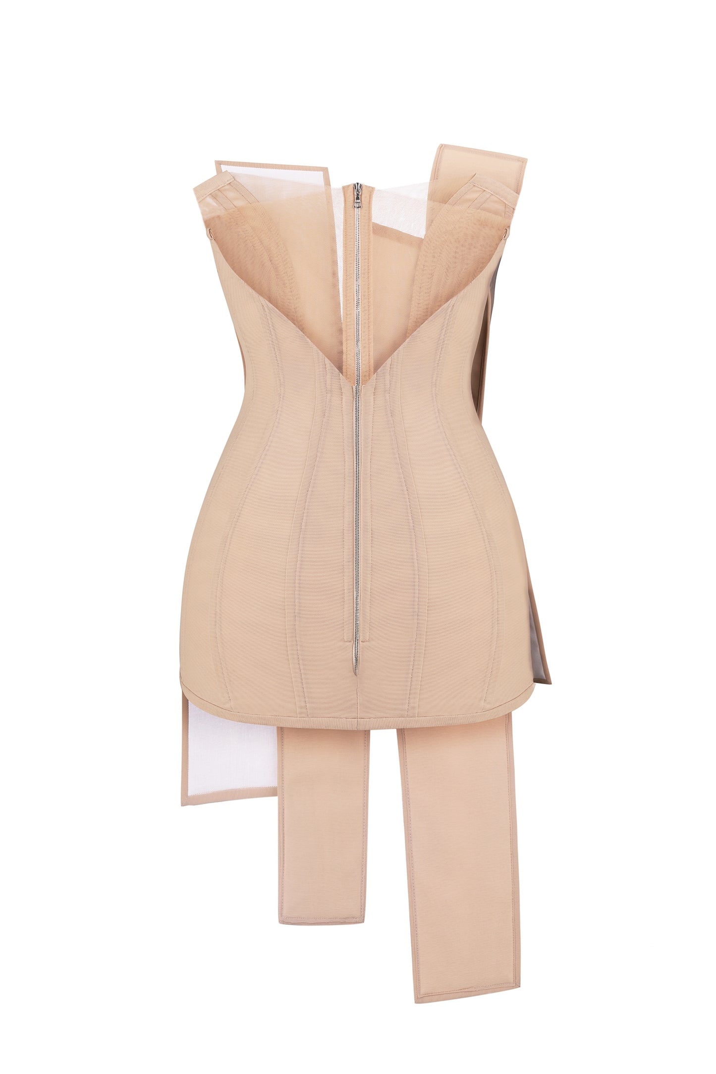 Corset dress with asymmetric plates