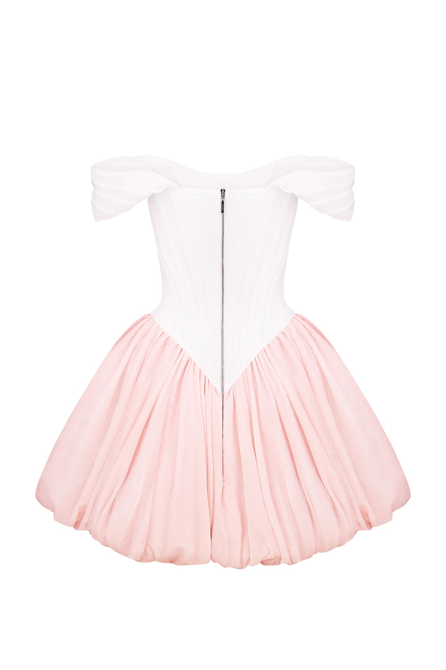 Puffy corset dress with a velvet skirt