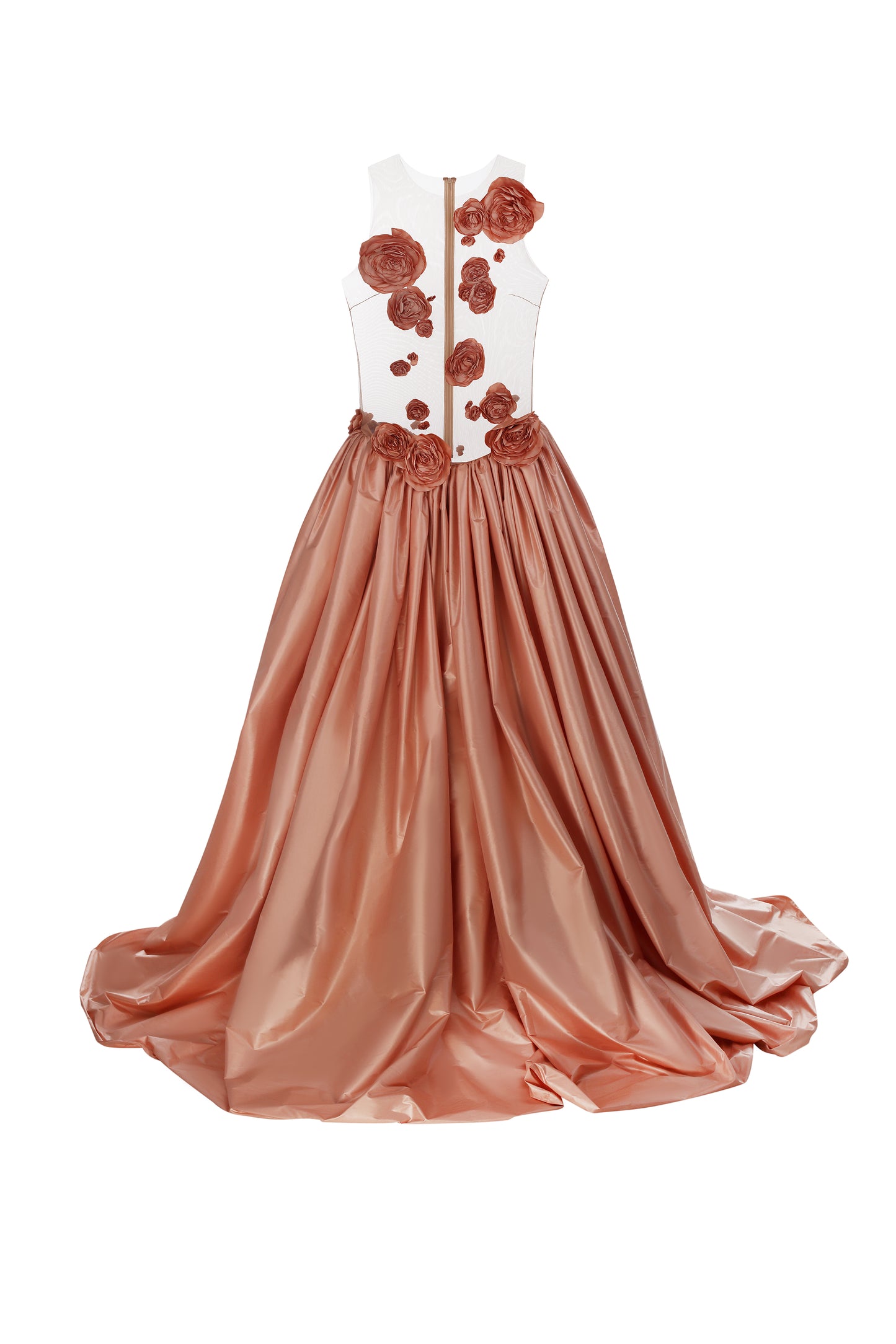 Floor-length dress with handcrafted flowers