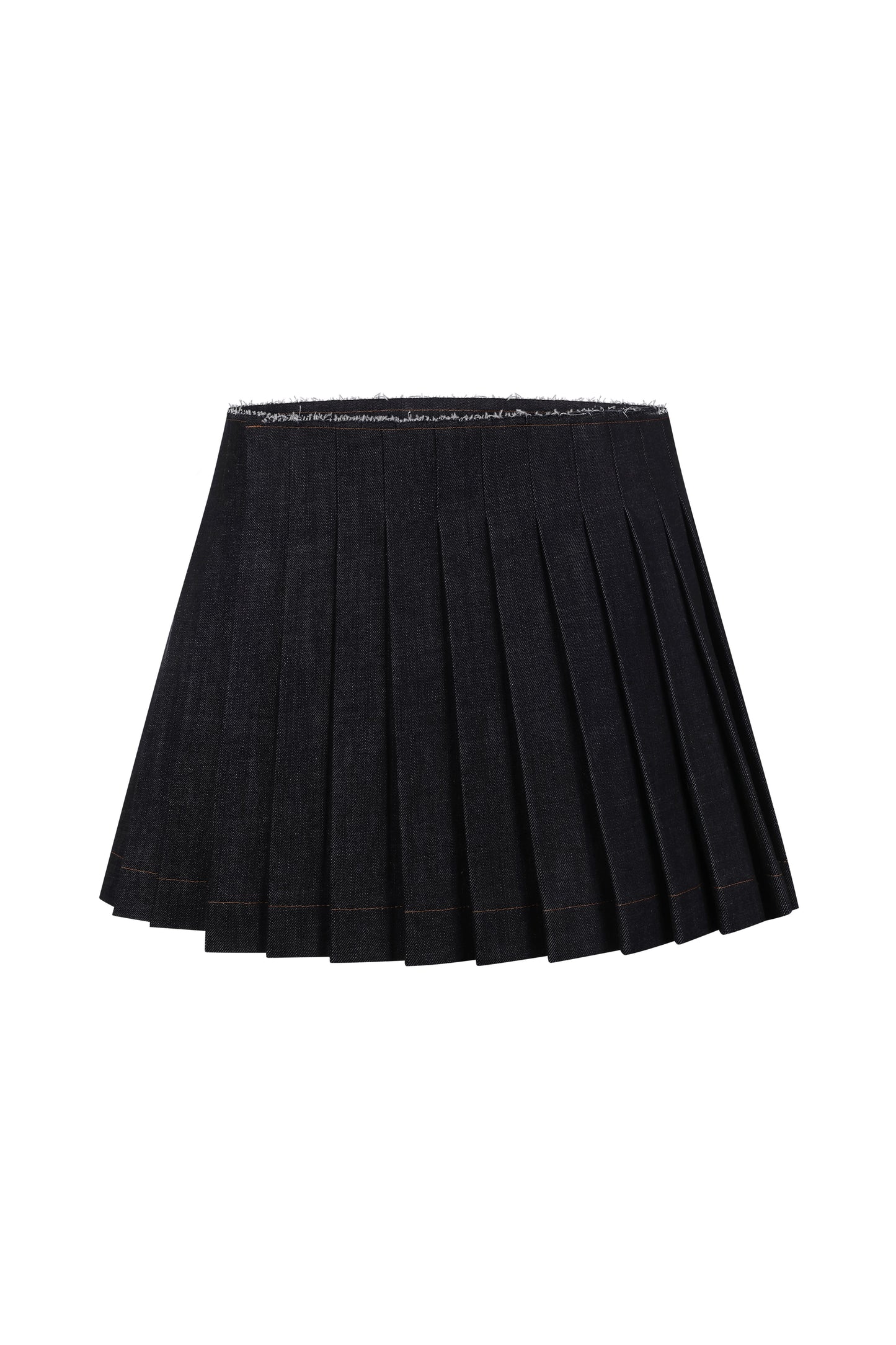 Pleated denim mini skirt
