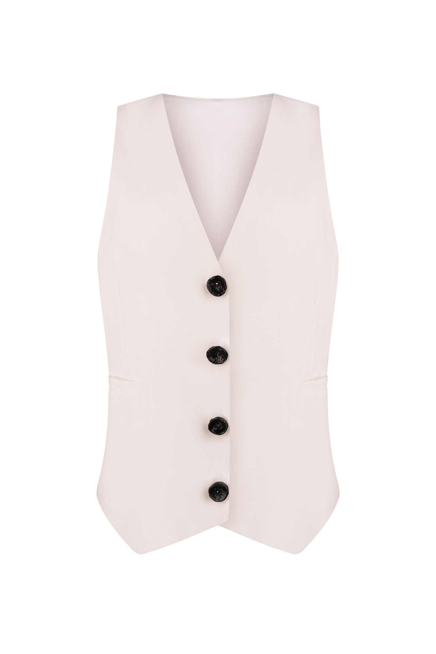Sleeveless shirt with glass buttons