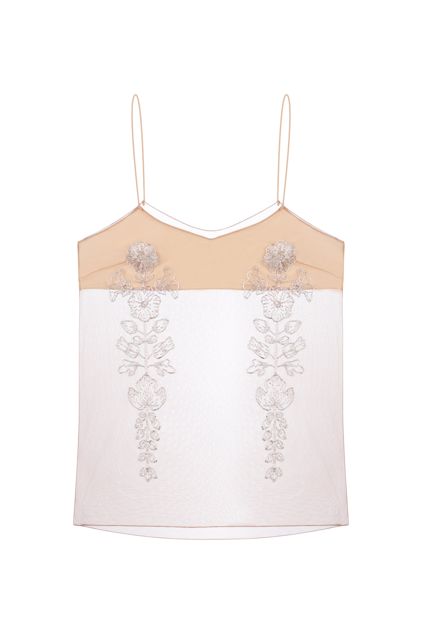 Transparent top with malvas embellishments