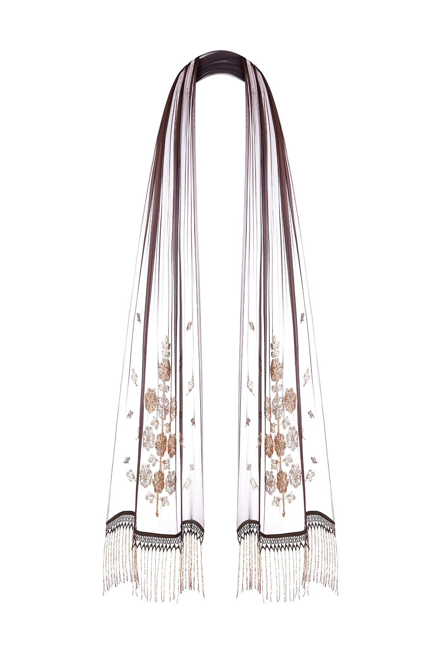 Embellished shawl with malvas embellishments