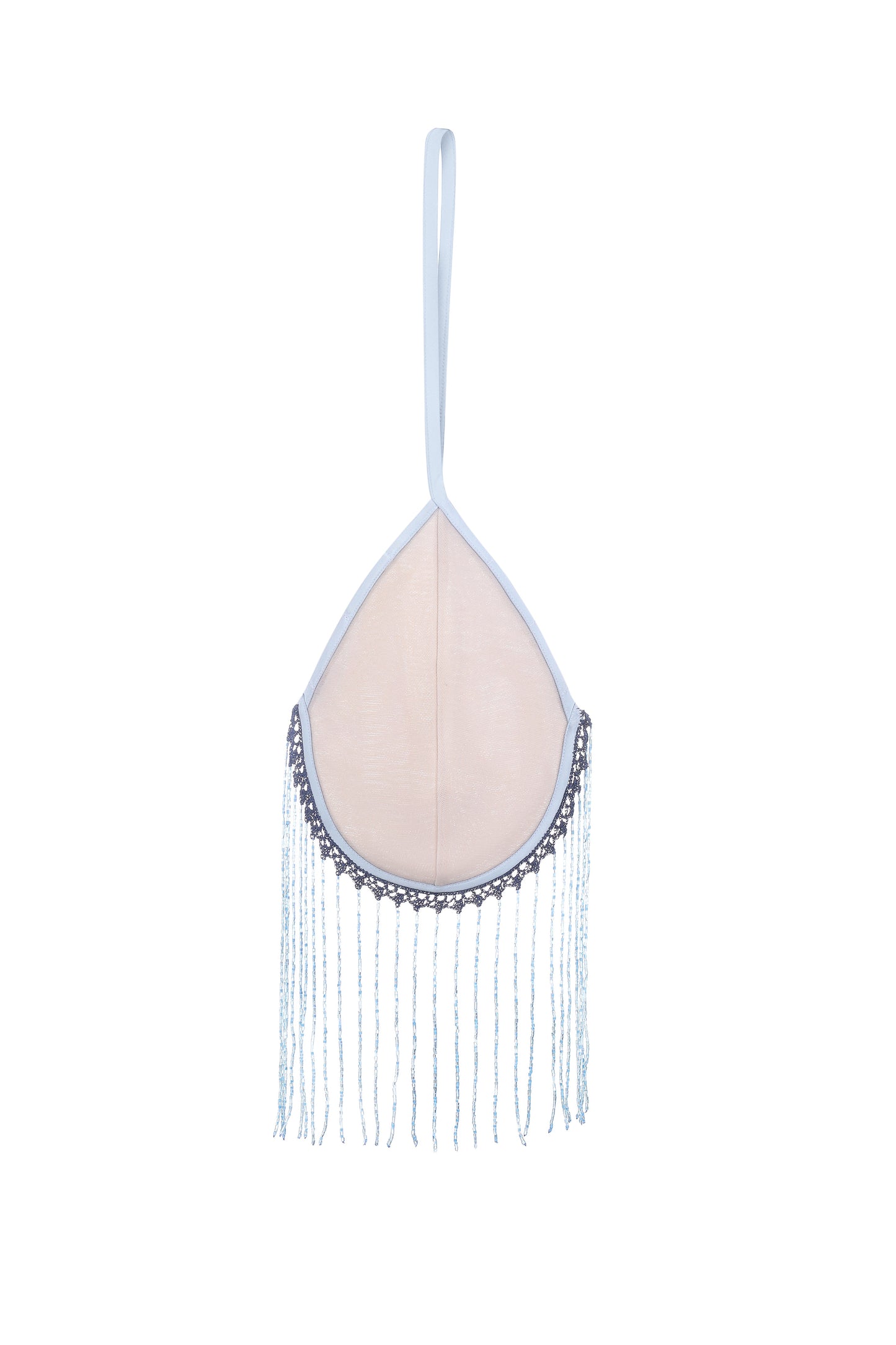 "Bra" bag with beaded fringe with a short strap