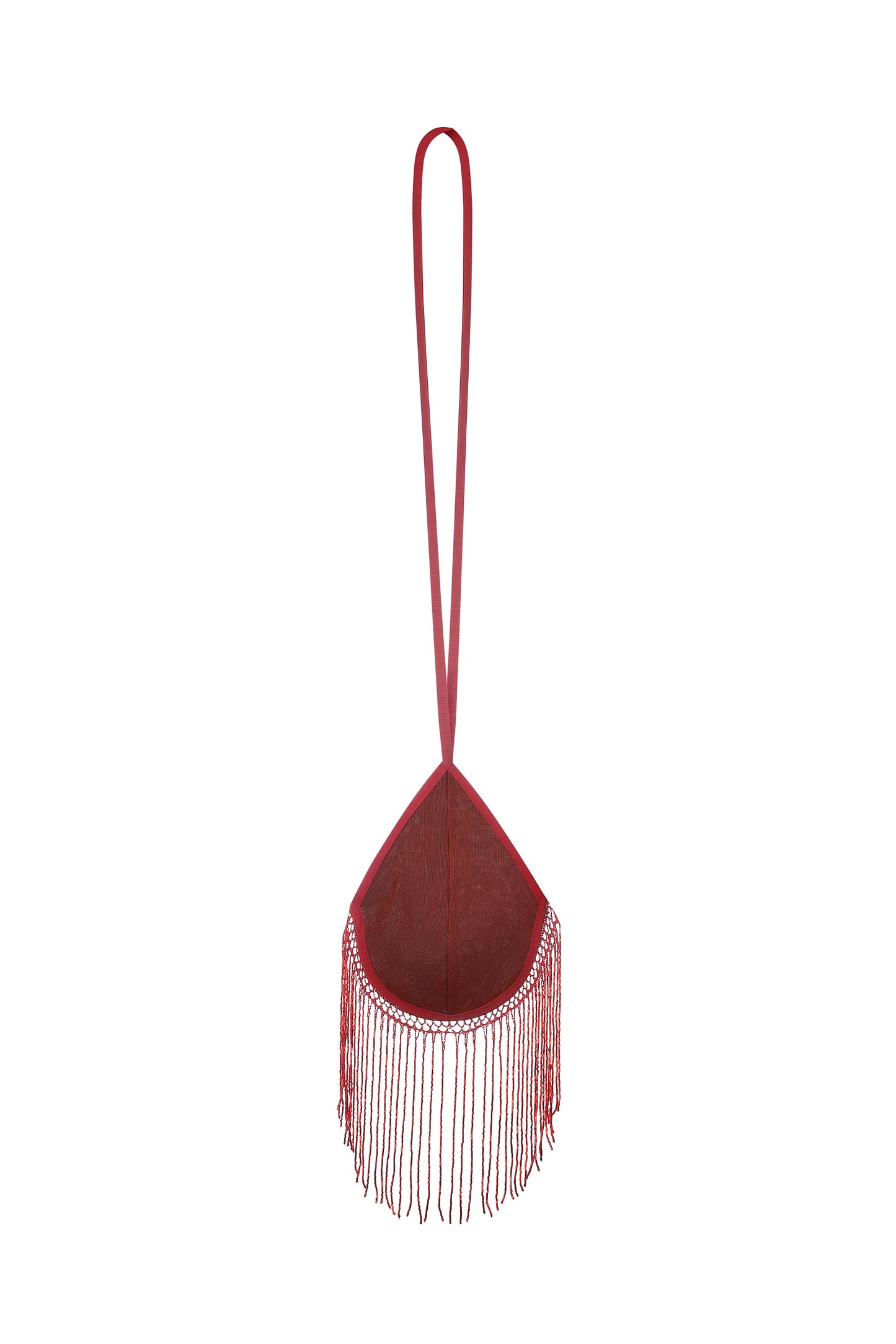 "Bra" bag with beaded fringe with a long strap