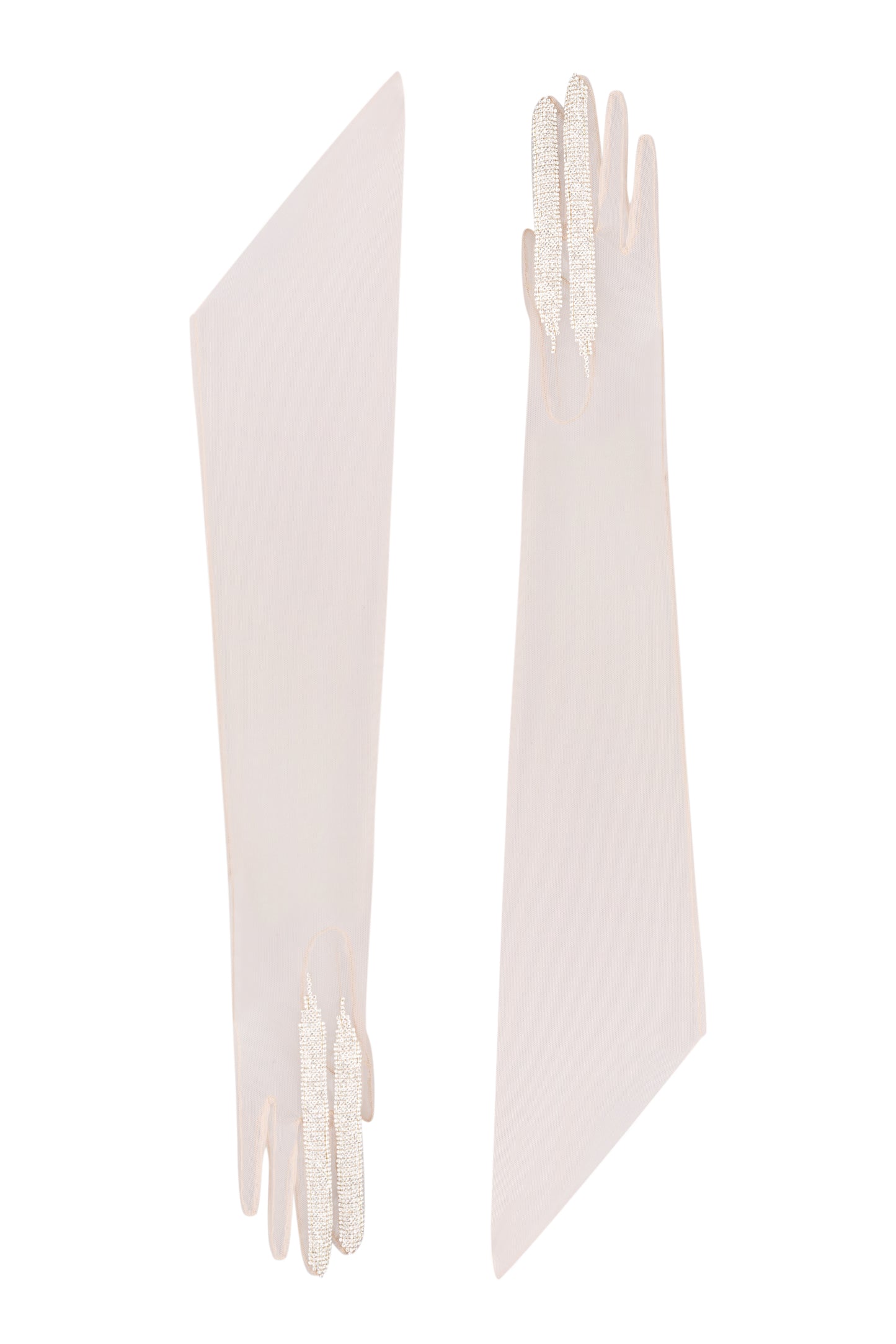 Embellished transparent net gloves