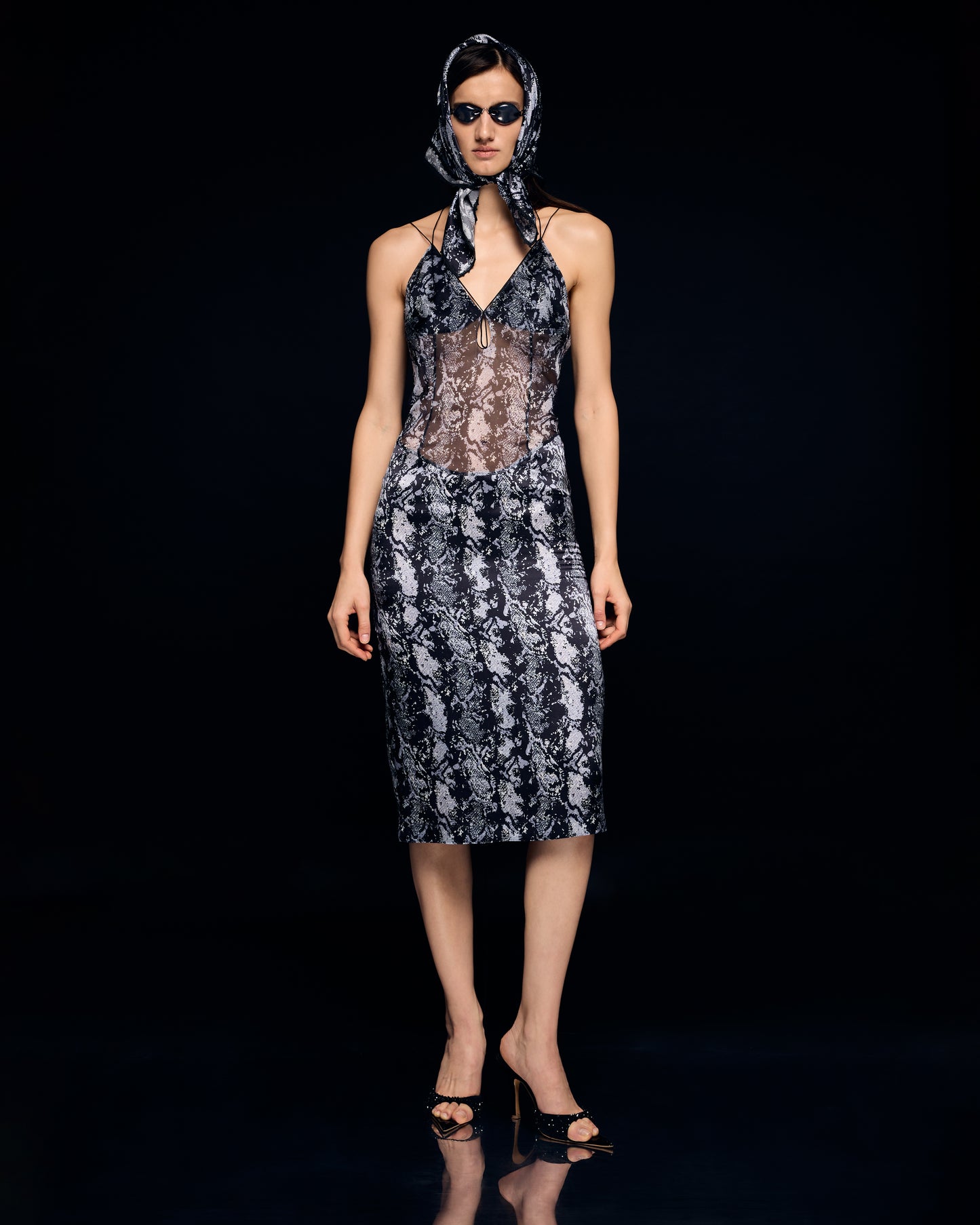 Slip dress  with chiffon top and silk skirt