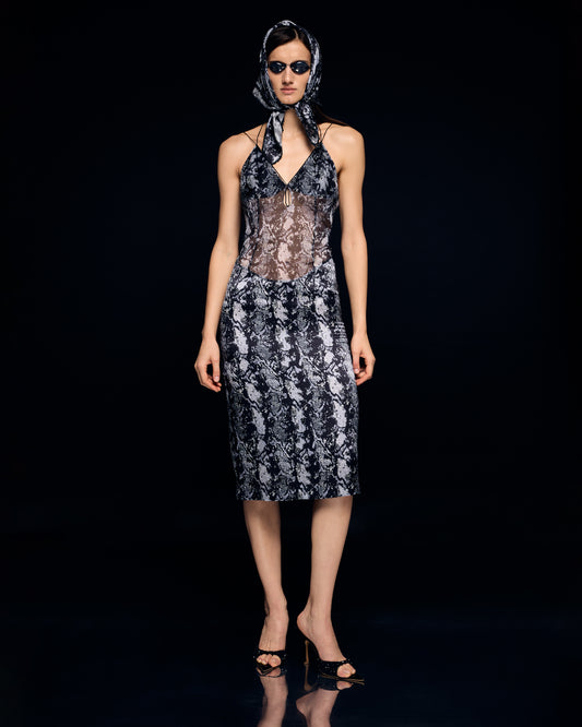 Slip dress  with chiffon top and silk skirt