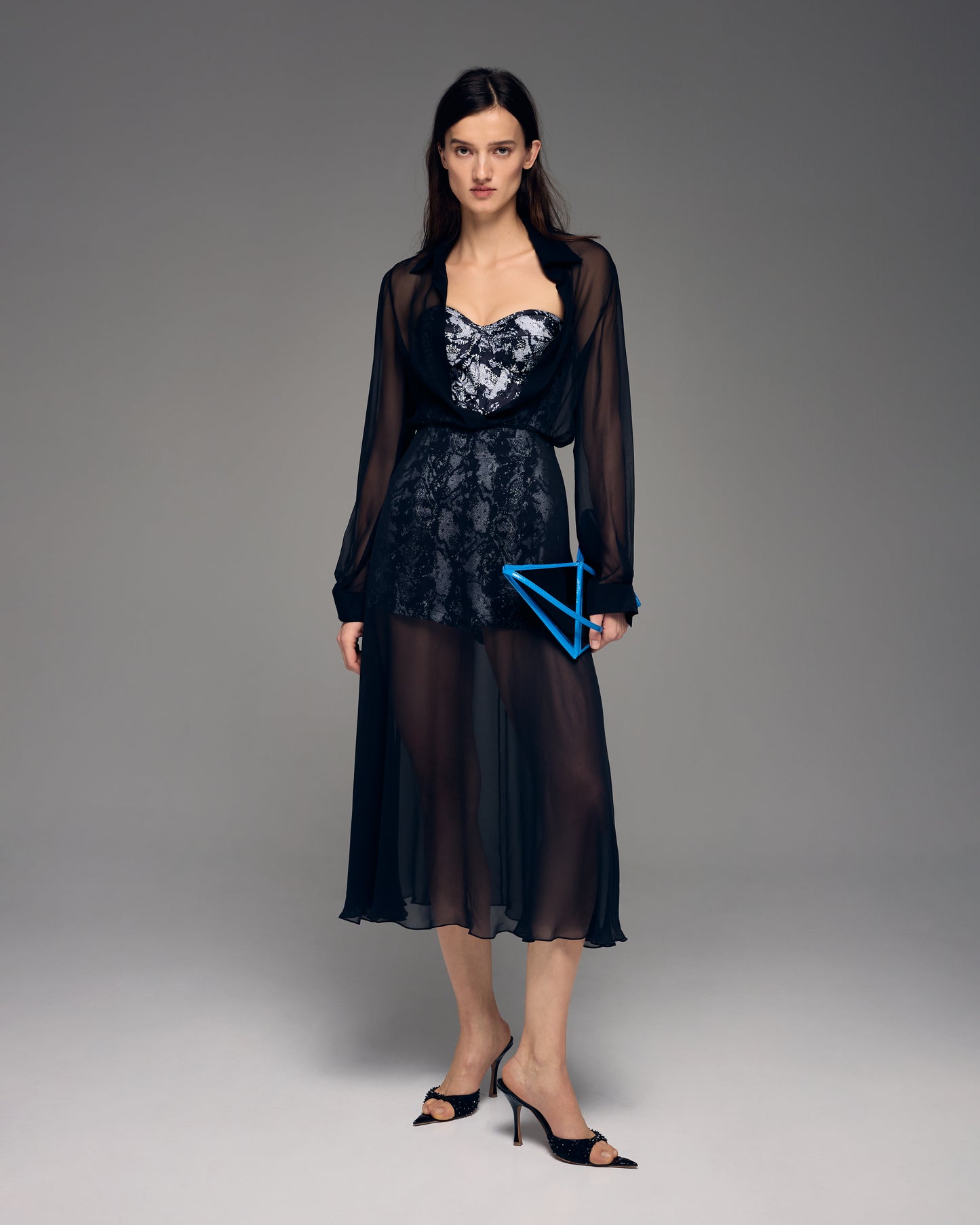 Silk chiffon dressing gown