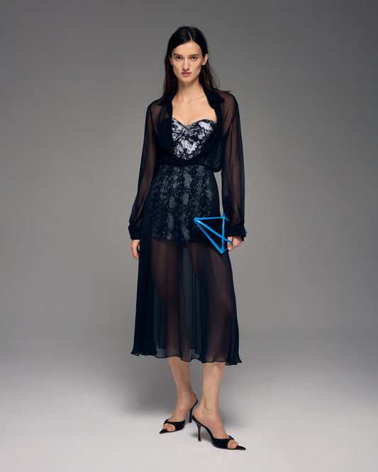 Silk chiffon dressing gown