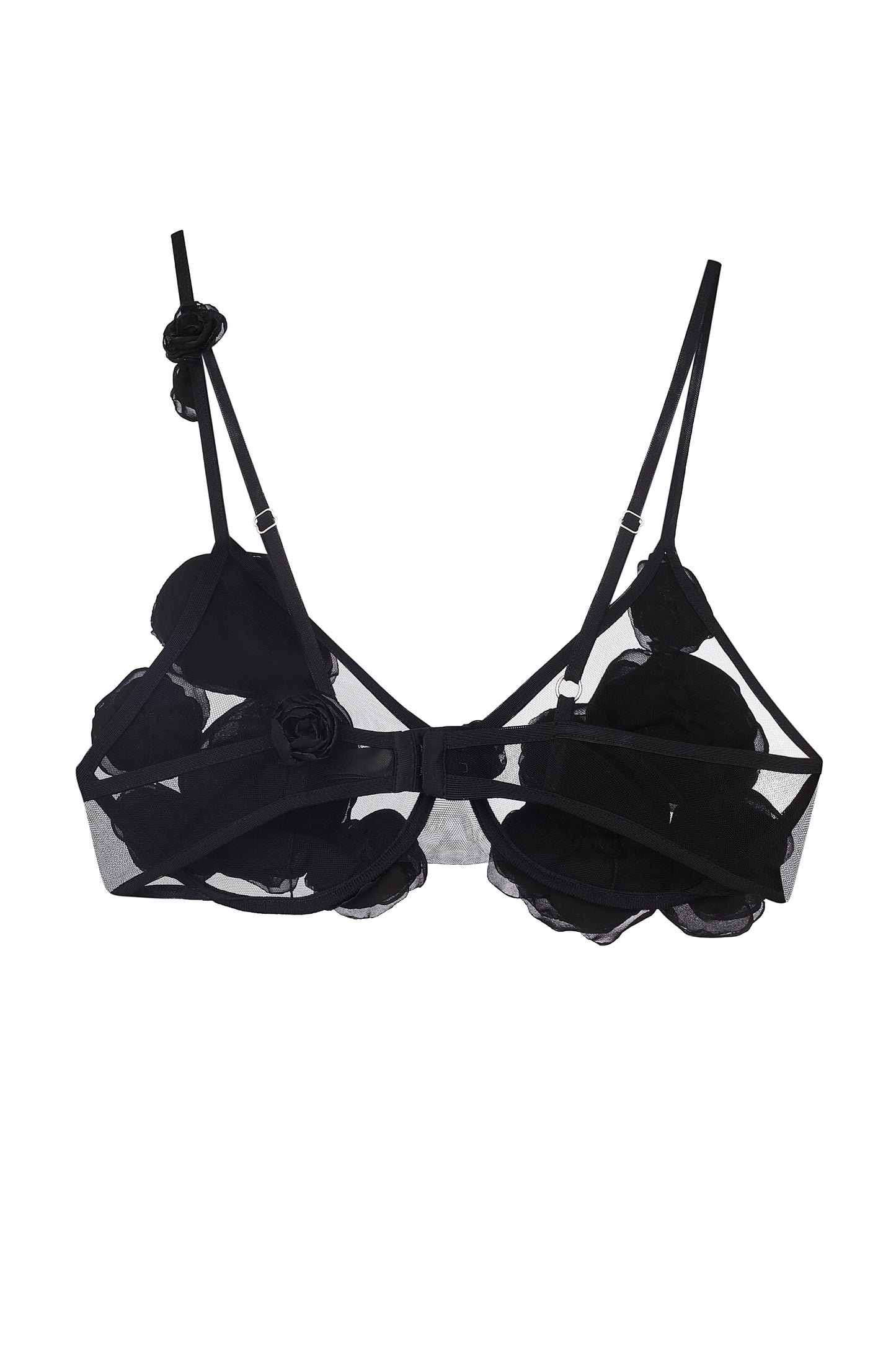 Transparent bra with handcrafted flowers