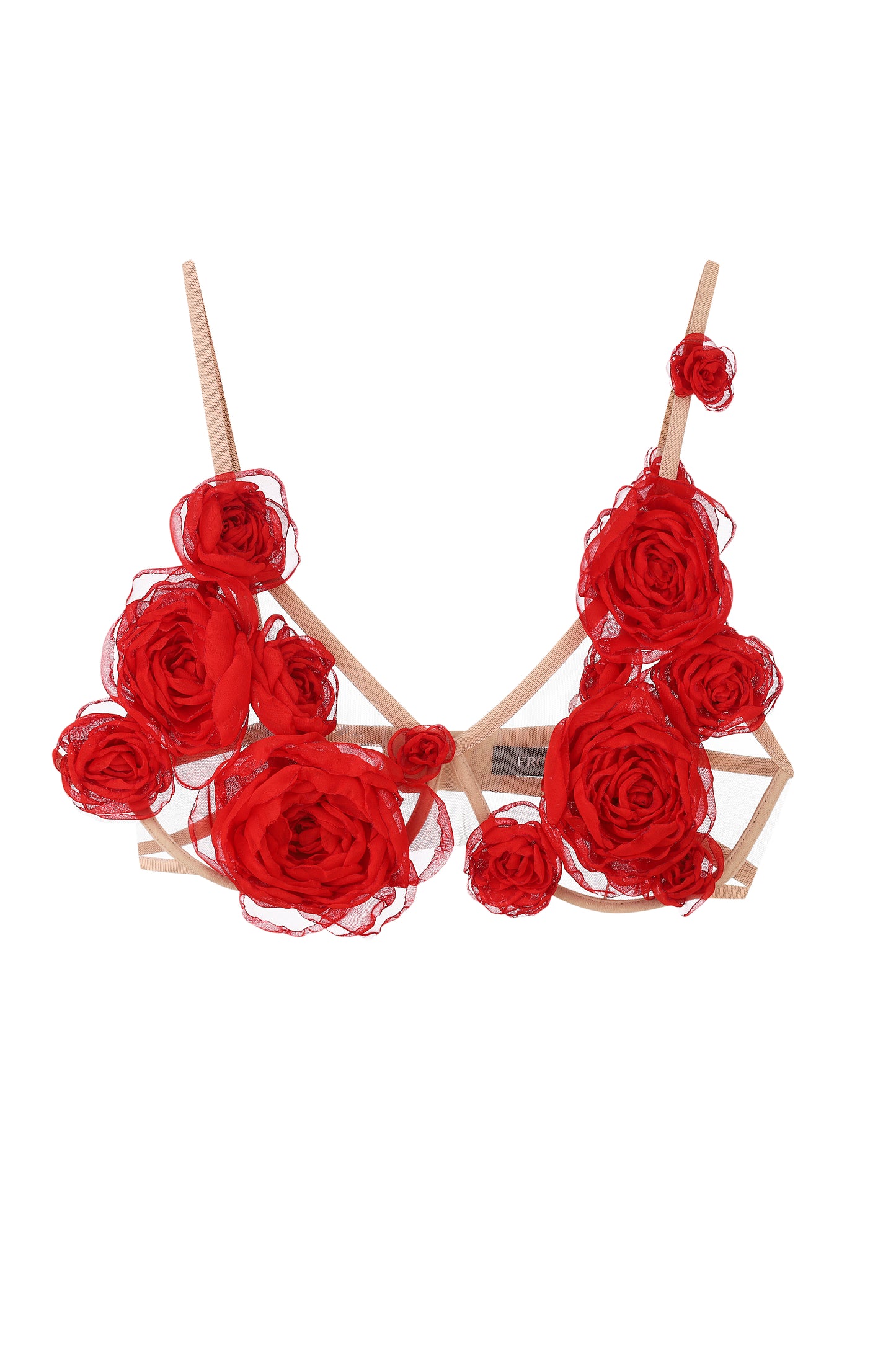 Transparent bra with handcrafted flowers