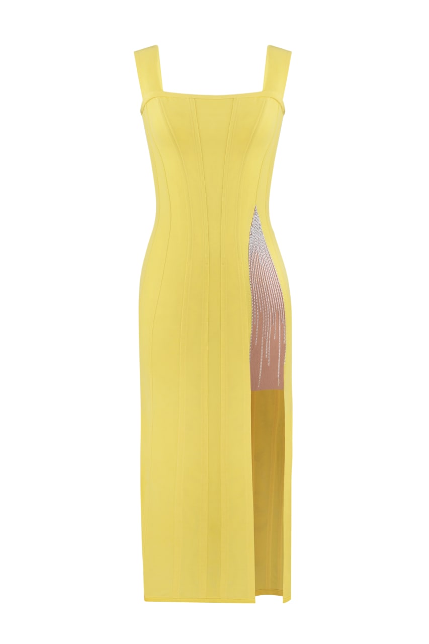Embellished midi corset dress