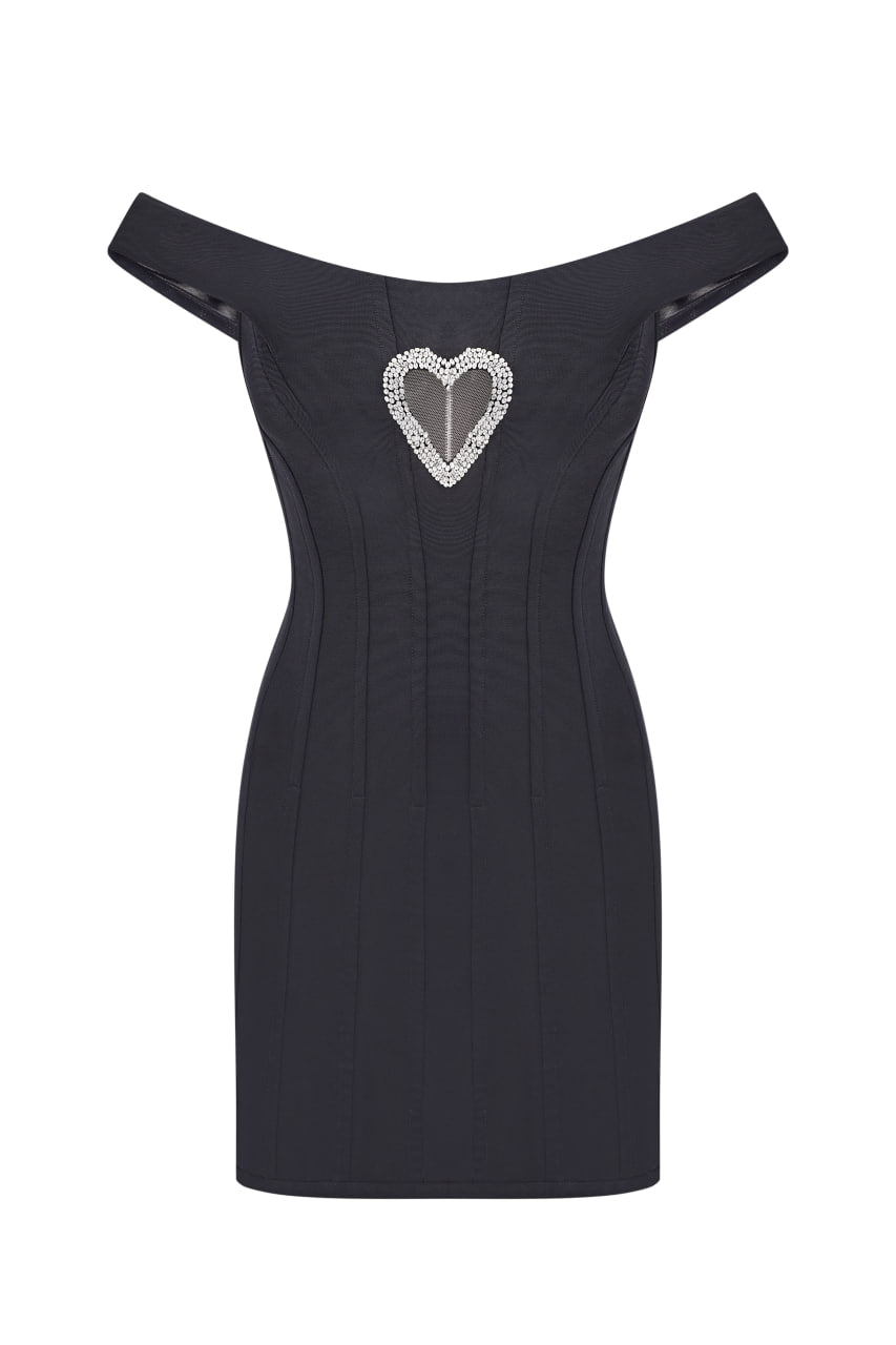 Corset dress with Heart cut XS / Black / No Corset dress with Heart cut XS / Black / No