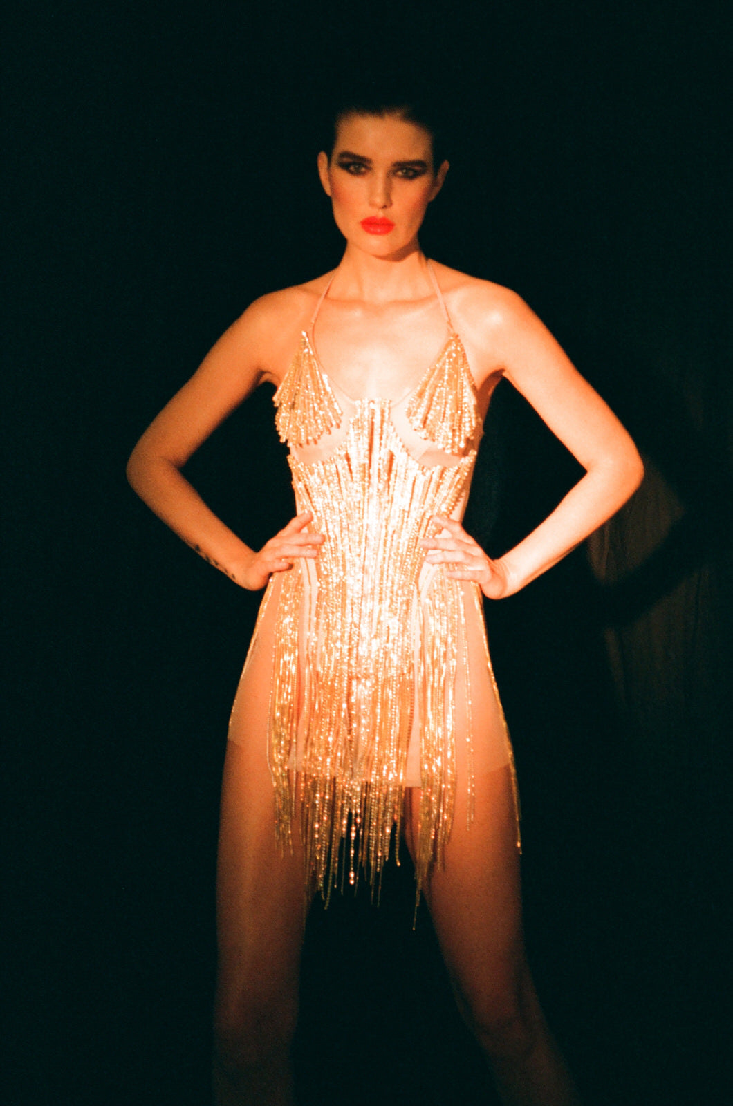 Crystal embellished corset dress "Azucar fireworks"