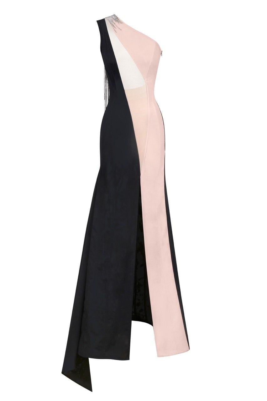 Floor-length embellished corset dress