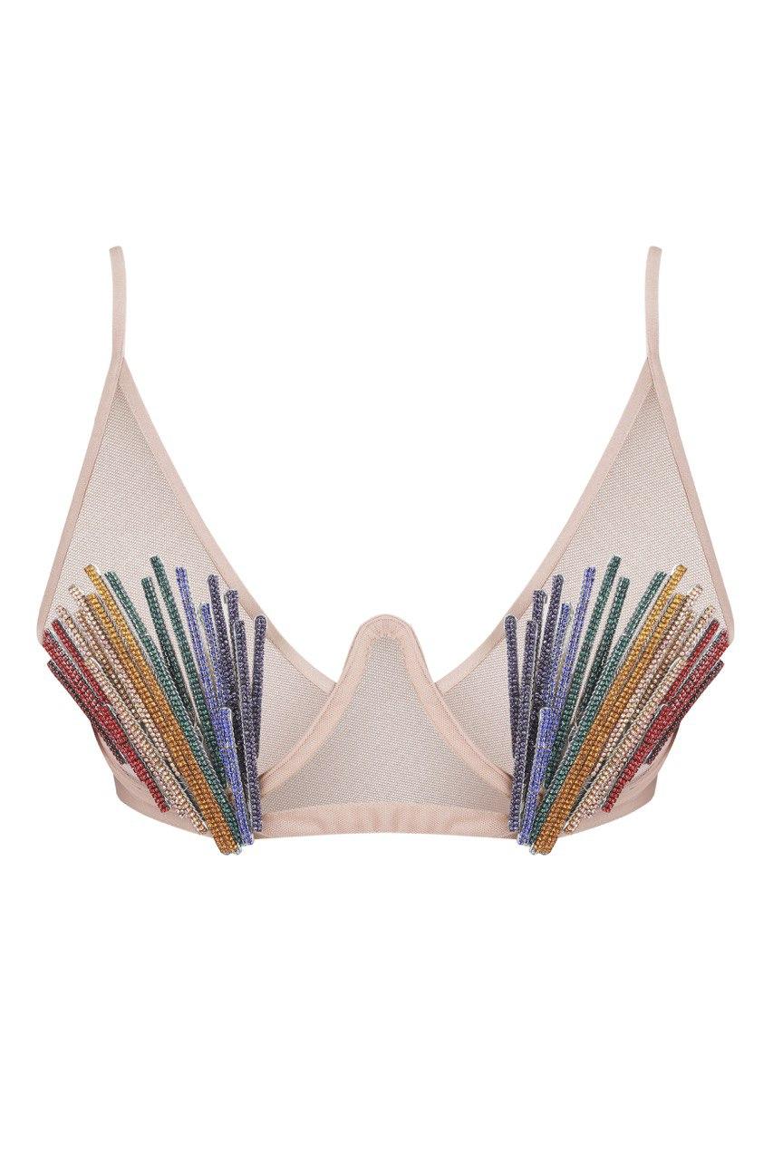 Bra "Fireworks" with handmade embroidery