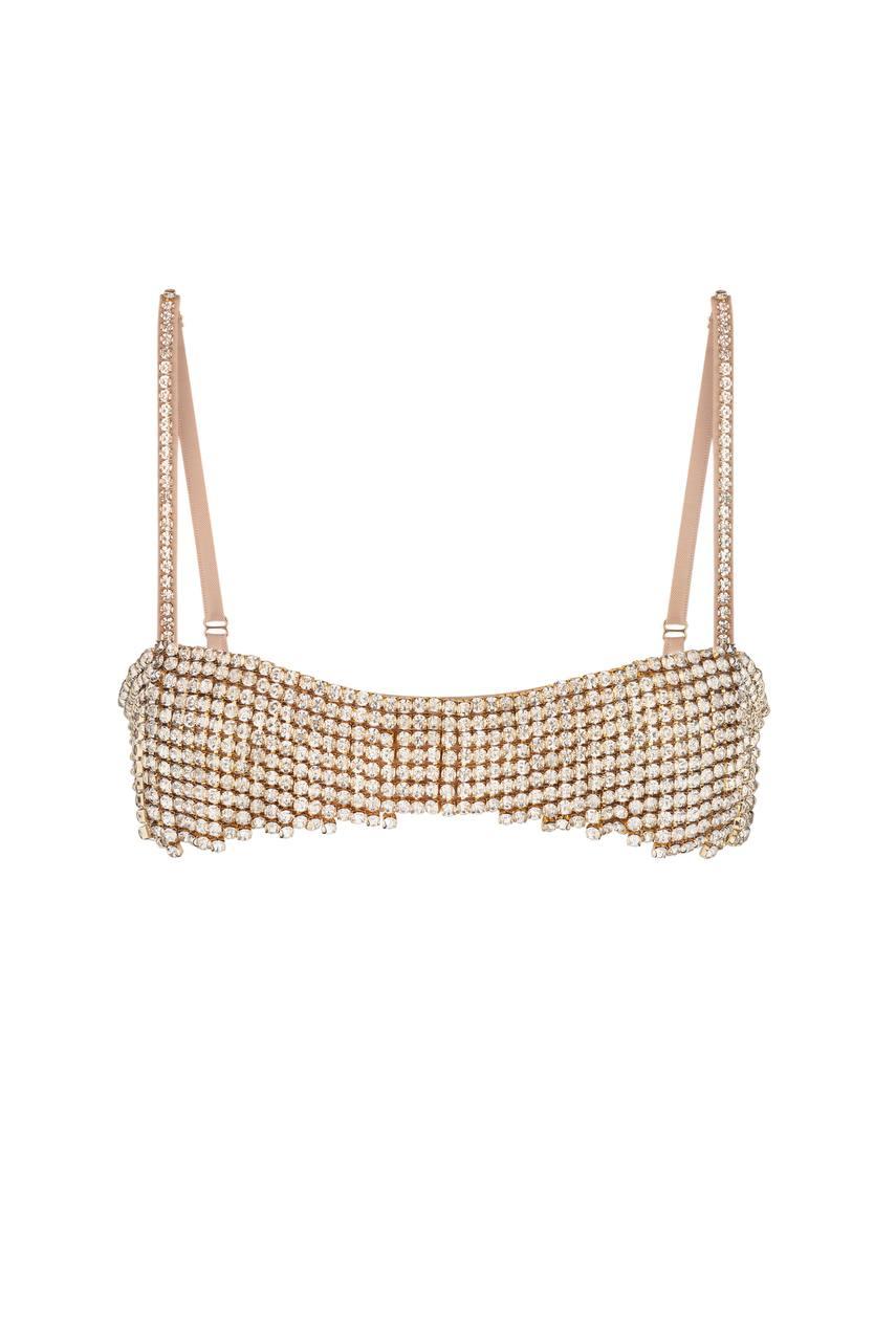 Mini bra with crystal fringe