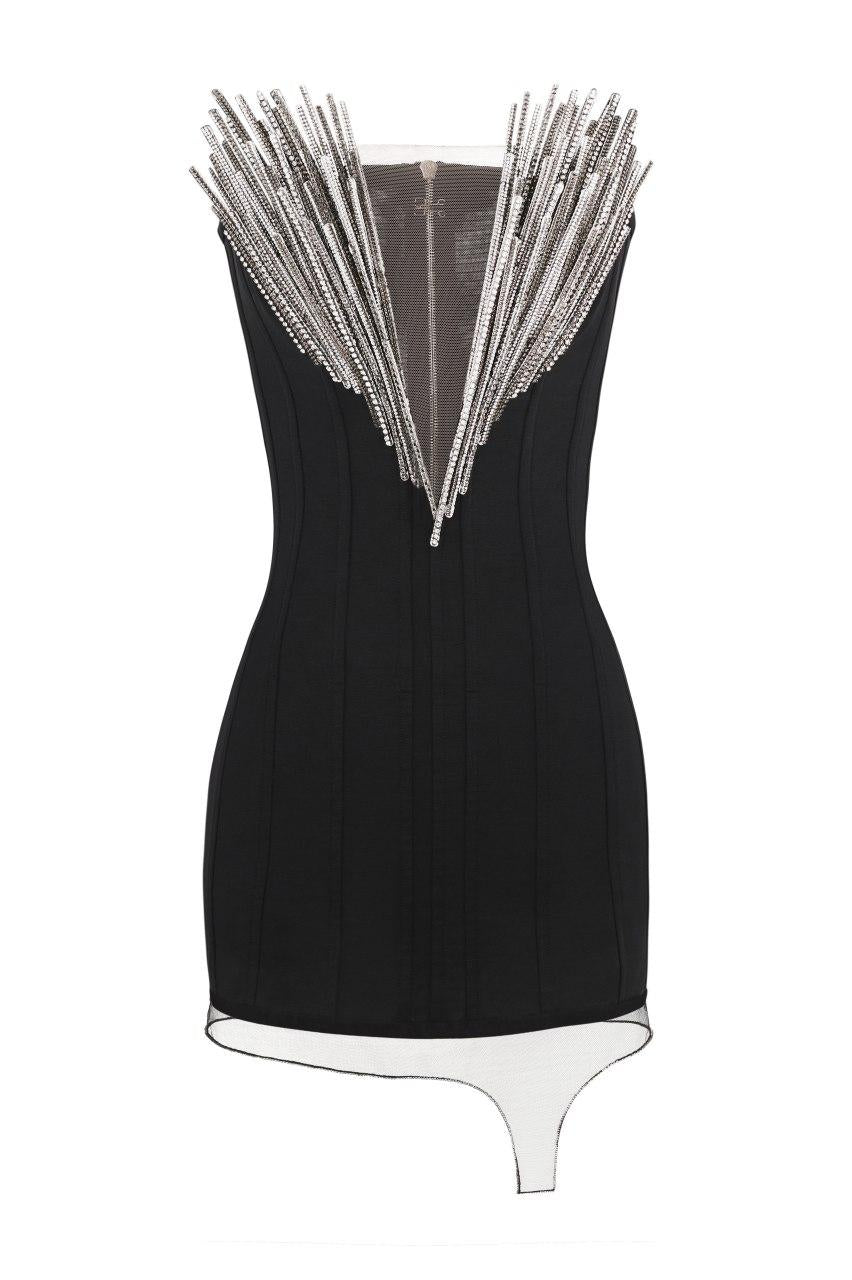 Corset dress "Fireworks" with handmade embroidery