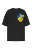 Black t-shirt with handmade heart embroidery