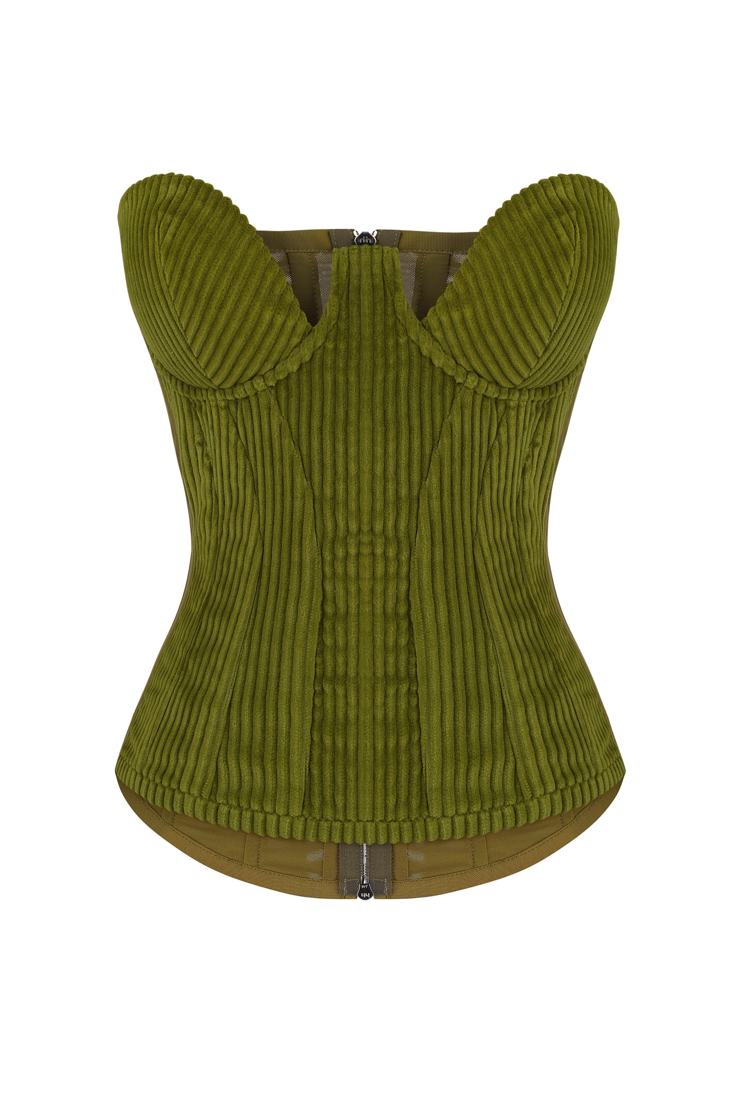 Corset with corduroy front details