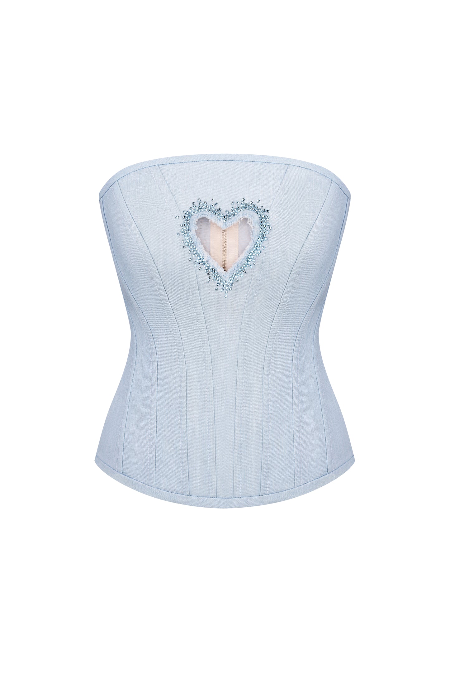Corset with "Heart" cutout covered in denim