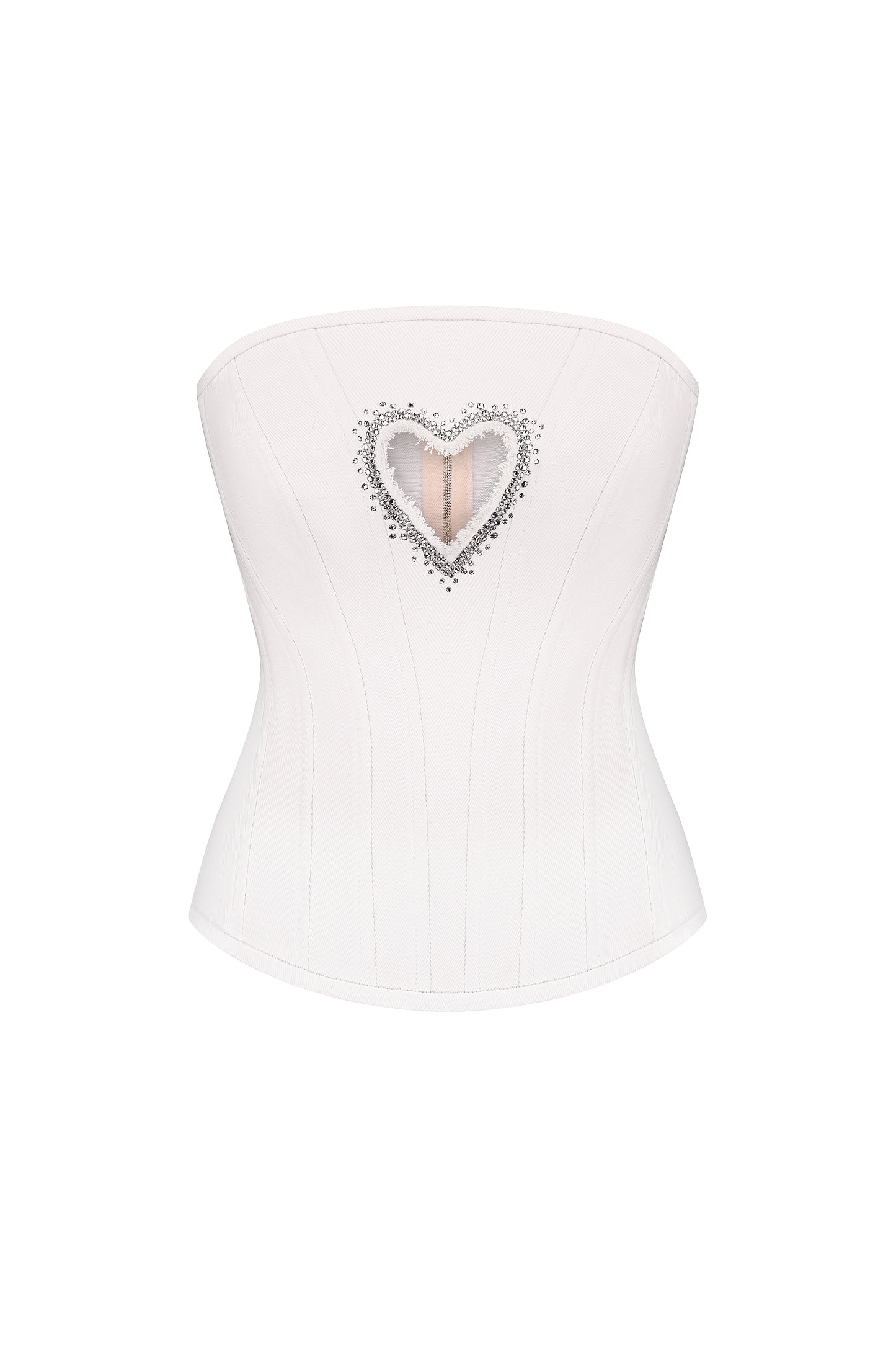 Corset with "Heart" cutout covered in denim