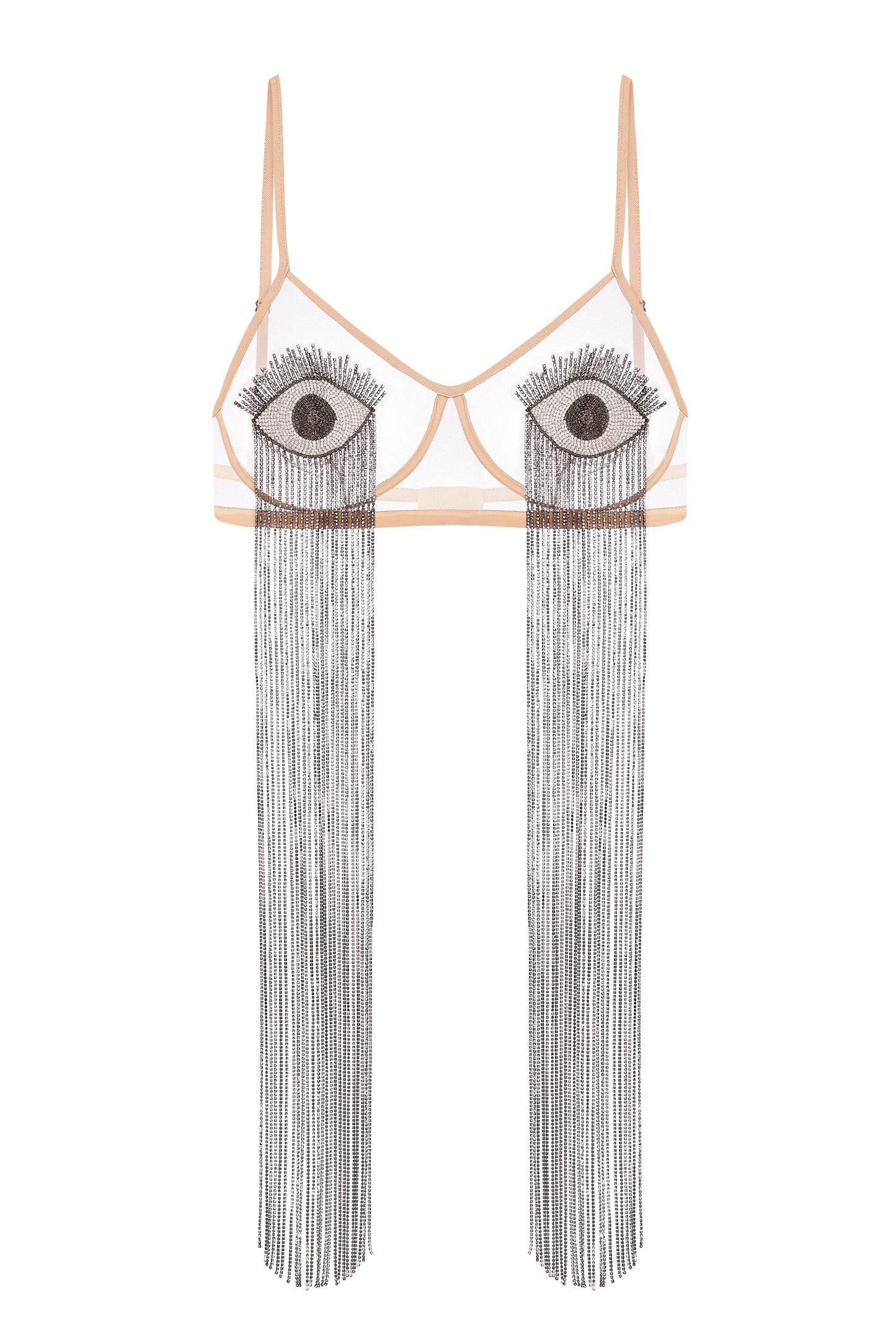 Transparent bra "iD" with handmade embroidery