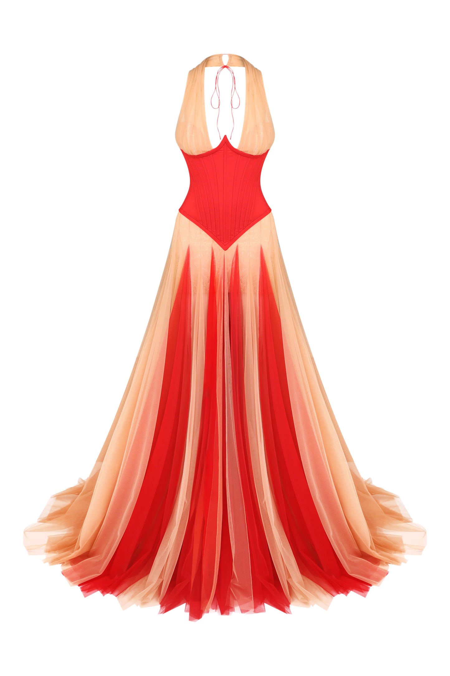 Сукня в підлогу з корсетом і фатиновою спідницею