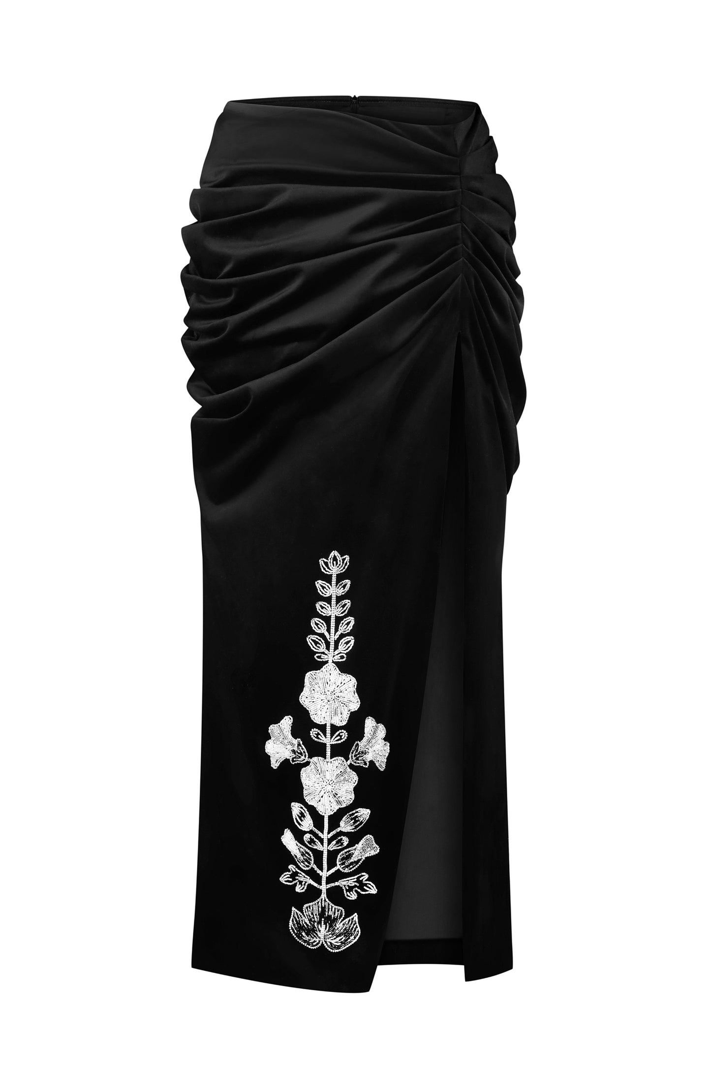 Velour embellished midi skirt with cut
