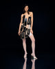 Corset dress with asymmetric plates