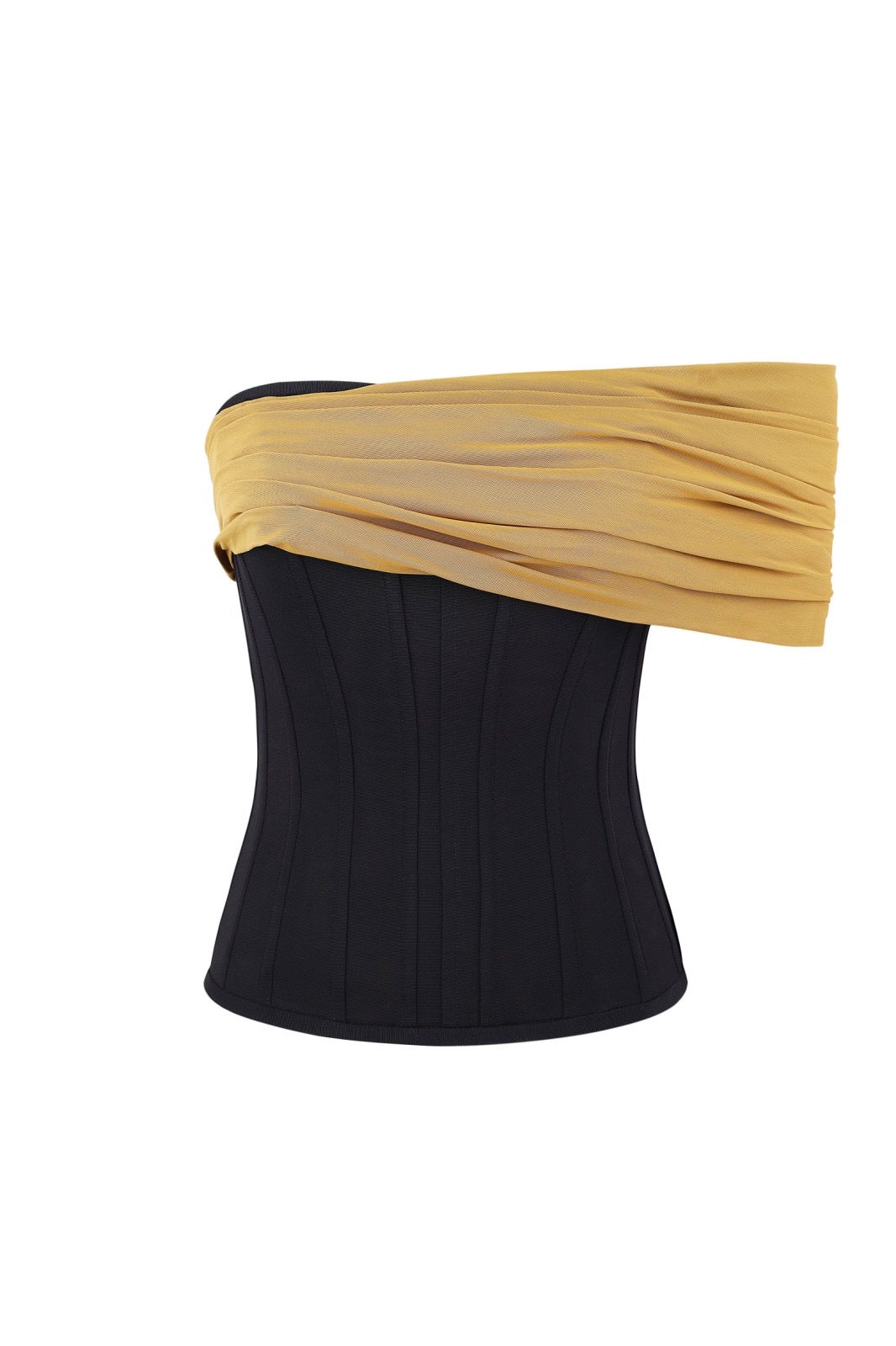 One shoulder drape corset