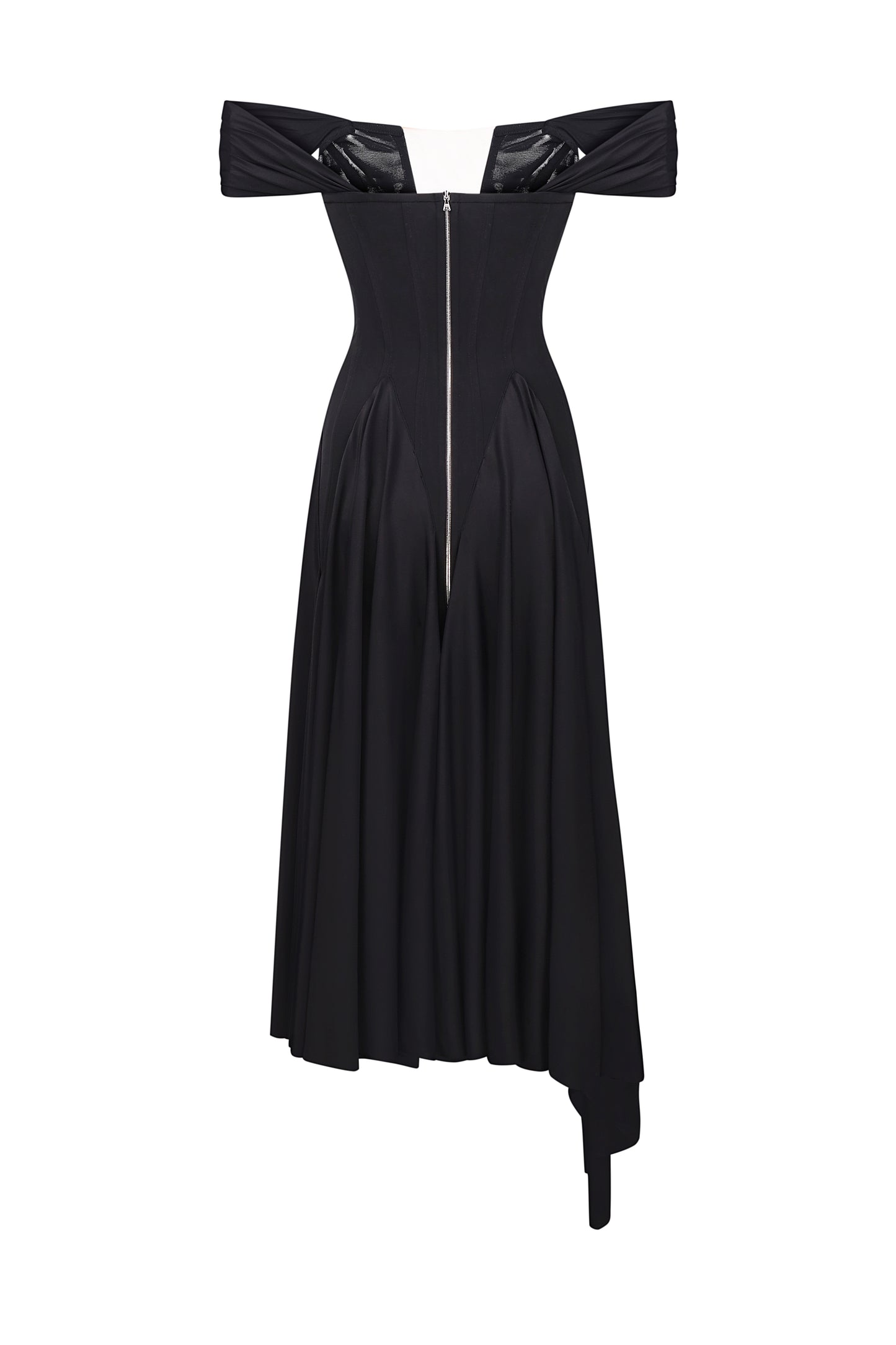 Corset dress with draped skirt