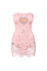 Corset bodysuit with lace draped skirt