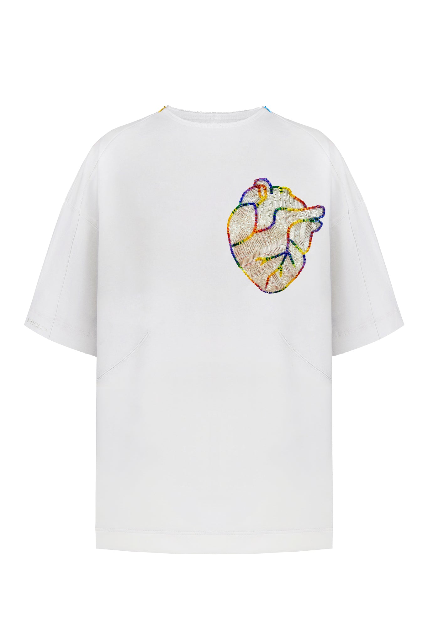 T-shirt with handmade Sunny Bunny heart embroidery