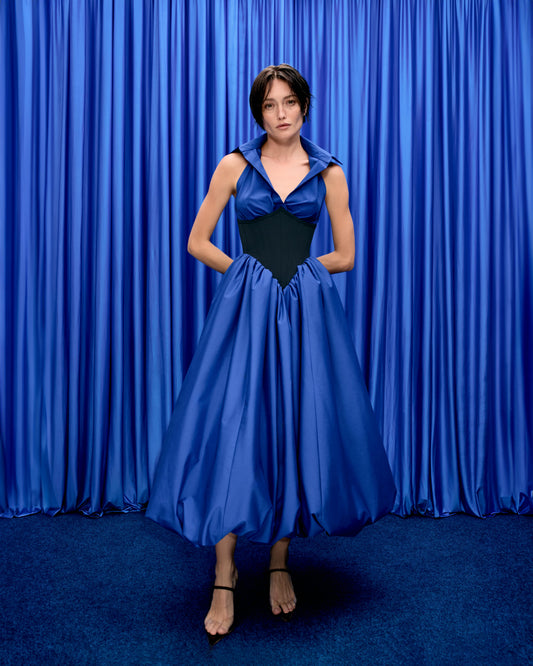 Midi dress with a corset