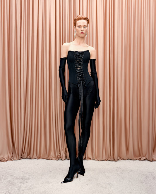 Corset bodysuit with lacing