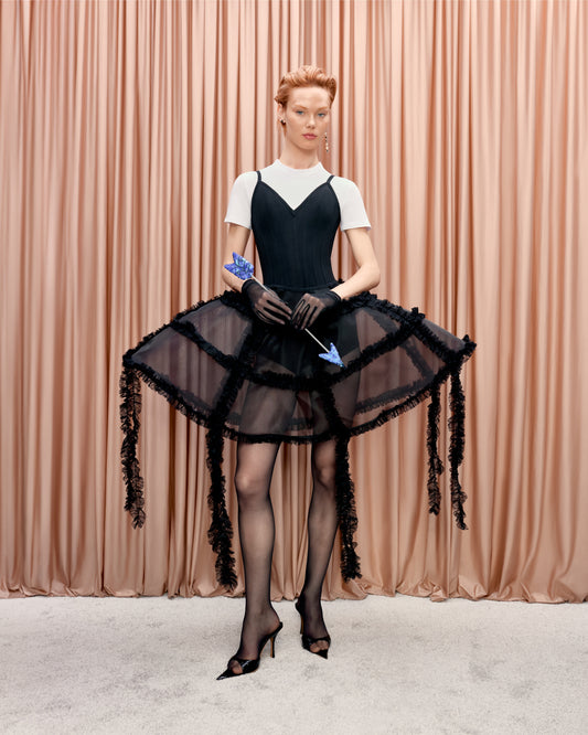 Voluminous mini crinoline skirt with lace