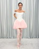 Puffy corset dress with a velvet skirt