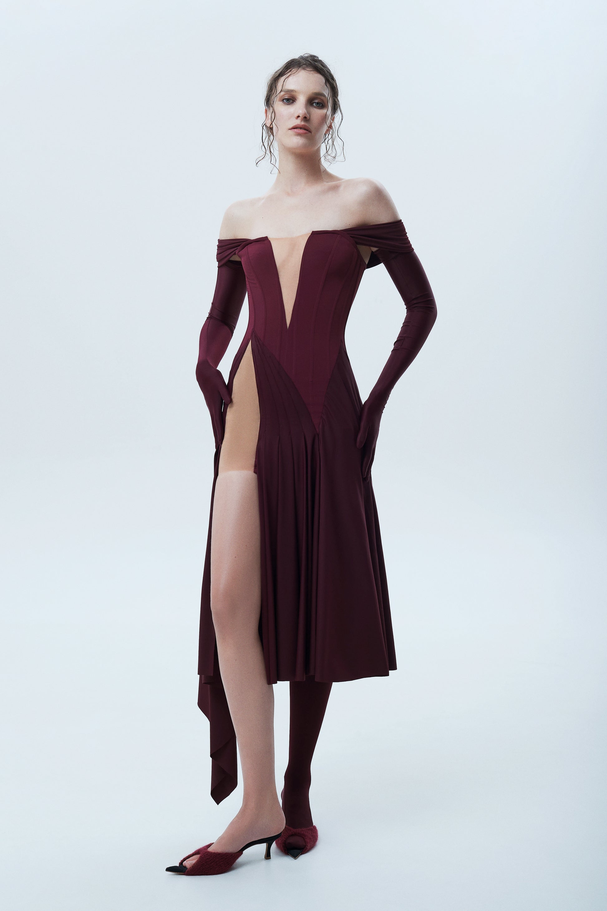 corset dress with draped skirt After Six Women's Embroidered Bodice Strapless Gown - Black