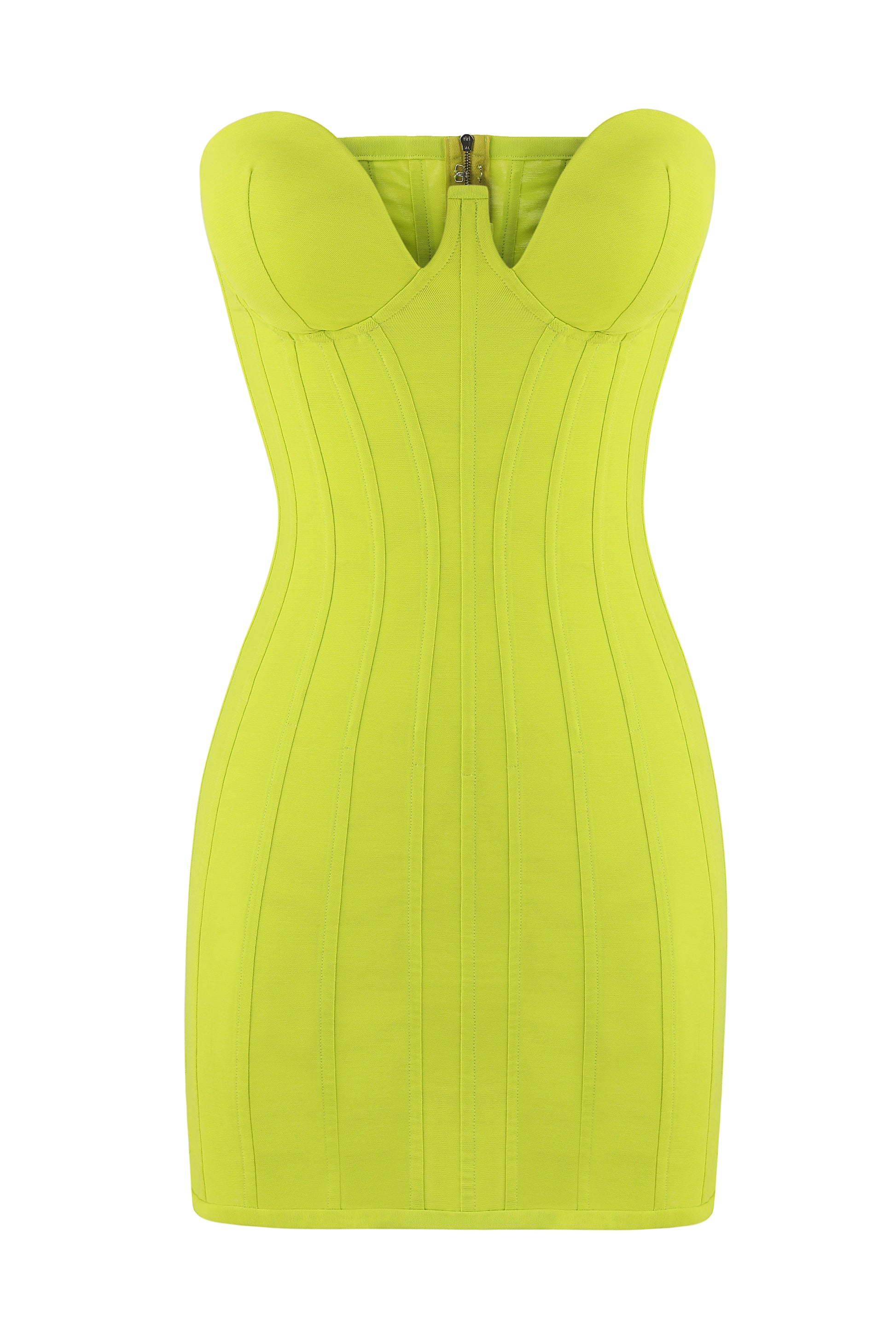 lime green corset dress Prisa Lime High Slit Satin Corset Gown