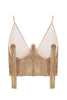Transparent bra wih crystal fringe